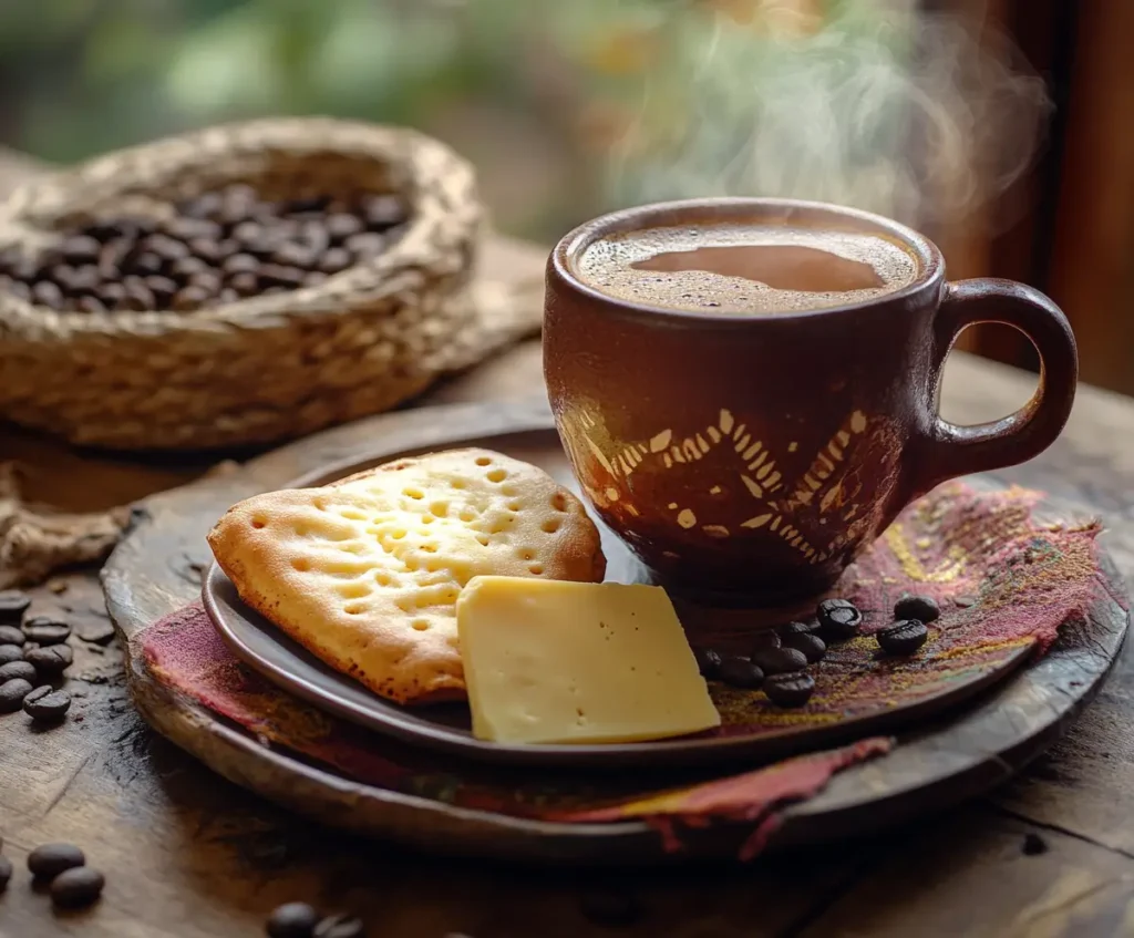 Freshly cooked golden arepas in a skillet with butter melting on top, surrounded by cornmeal and cheese