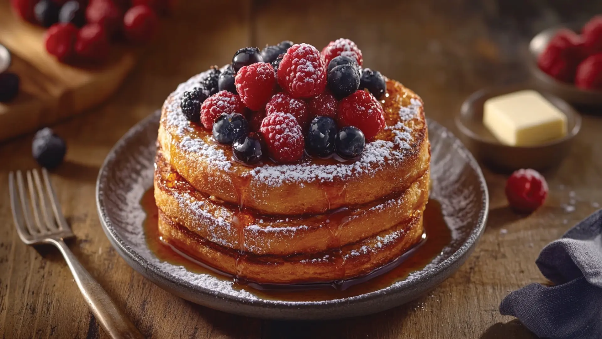 A stack of golden-brown French