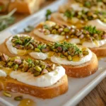 make delicious goat cheese and pistachio bruschetta with simple ingredients