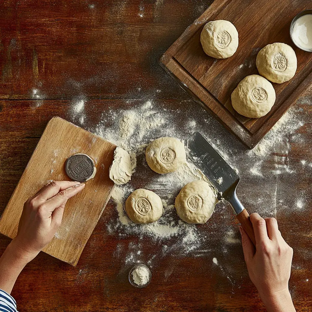 Smooth Kaiser roll dough in a greased bowl, covered with a towel, rising near a sunny kitchen window.