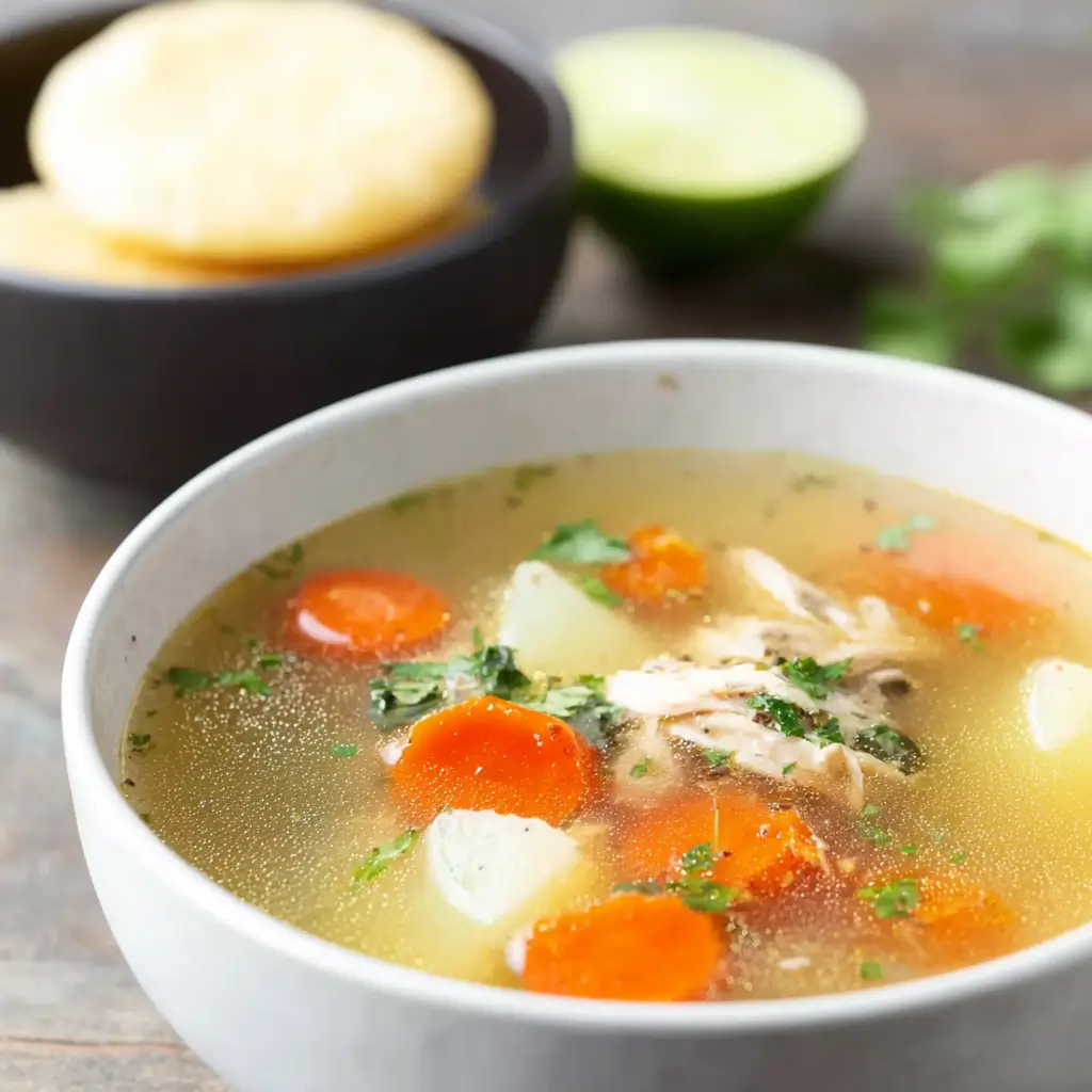 traditional consome de pollo Colombian chicken broth