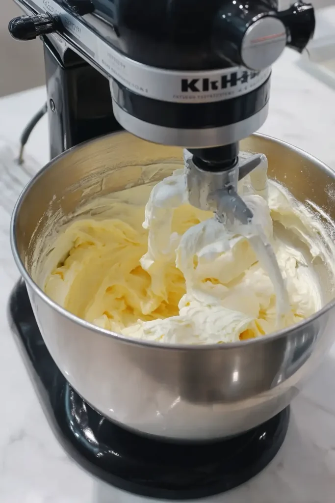 Hand using measuring cup to press crust in springform pan for New York Cheesecake