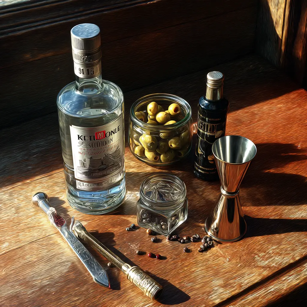Ingredients for Ketel One dirty martini