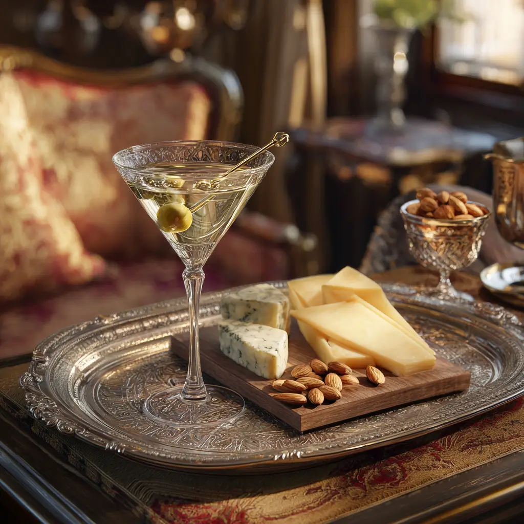 Ketel One dirty martini paired with snacks